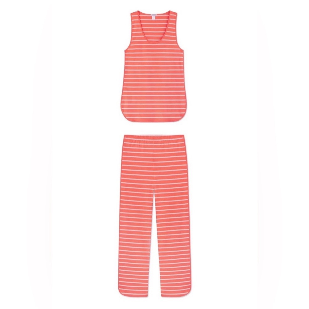 Lake pajamas orange/white tank and long pants set